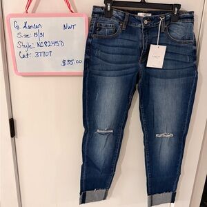 KanCan Dark Blue Distressed Ankle Jeans